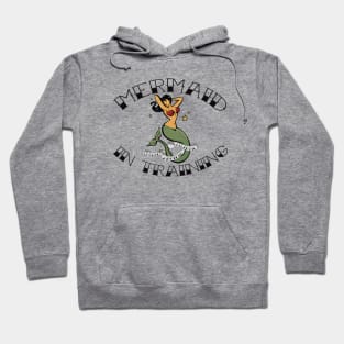 Womens Mermaid In Training Cute Tattoo Art Summer Beach Wear Hoodie